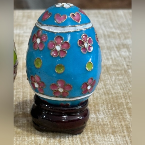 Two vintage Cloisonné enameled eggs - Picture 2 of 6